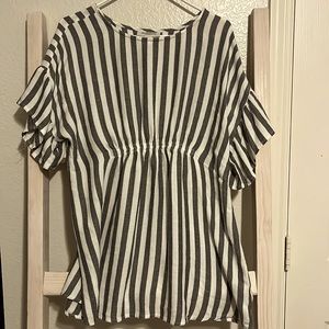 Motherhood Maternity-Black and White Stripe Blouse